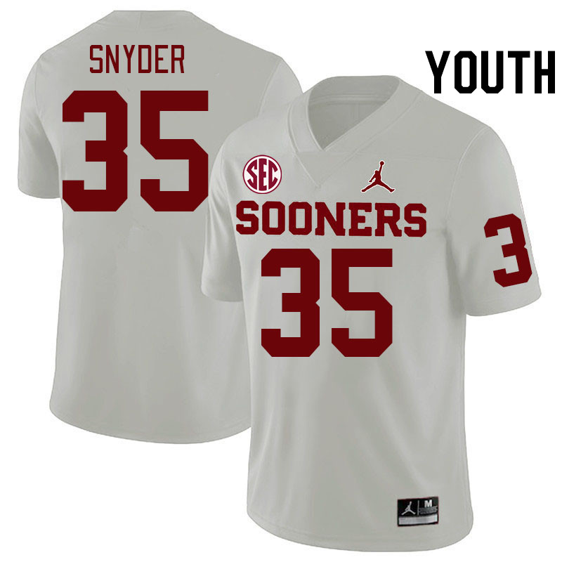 Youth #35 Jakeb Snyder Oklahoma Sooners 2024 SEC Conference College Football Jerseys-White